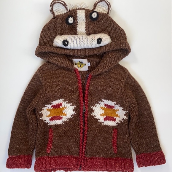 Kids Wool blend zip up horse sweater - Picture 2 of 11